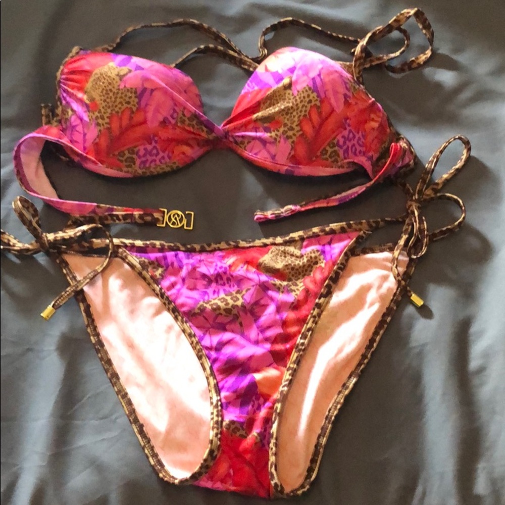 Victoria’s Secret  palm/leopard trim bikini